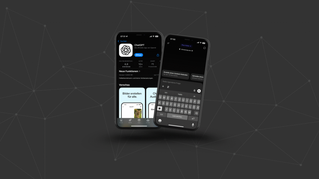 Zwei Smartphones mit KI-Suchergebnissen