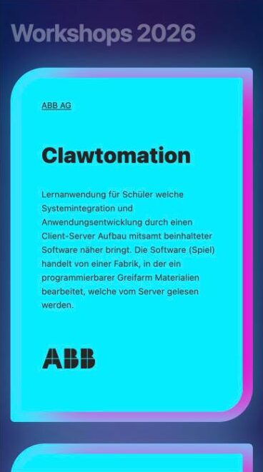 Workshop-Karten der Azubi Vibes Convention auf dem Smartphone