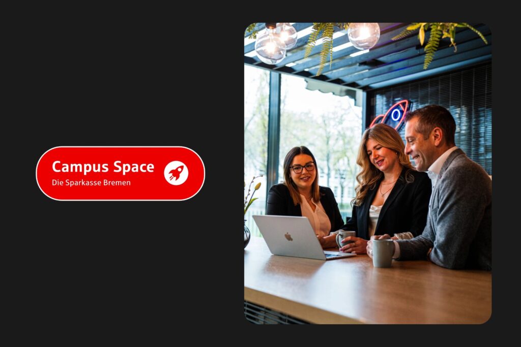Referenz Campus Space: Logo neben einem Foto aus dem Space