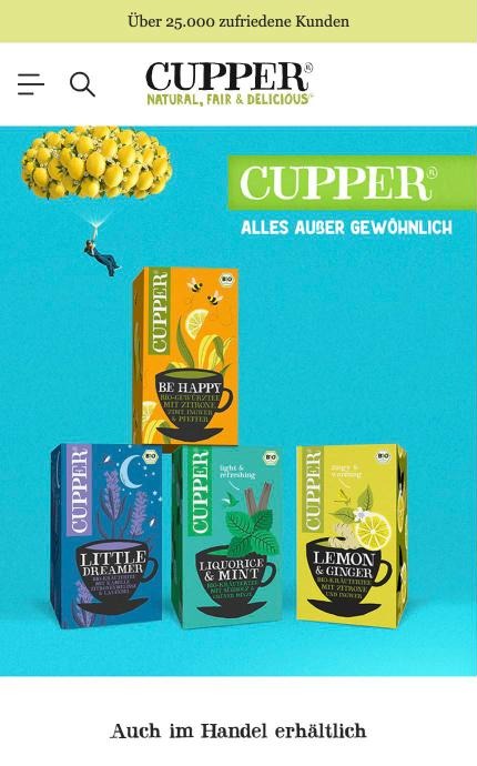 Mobile Startseite von cupper-teas.de