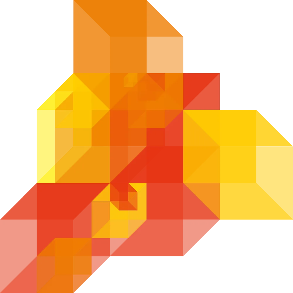 Würfelgrafik aus dem Design des Digital Hub Industry
