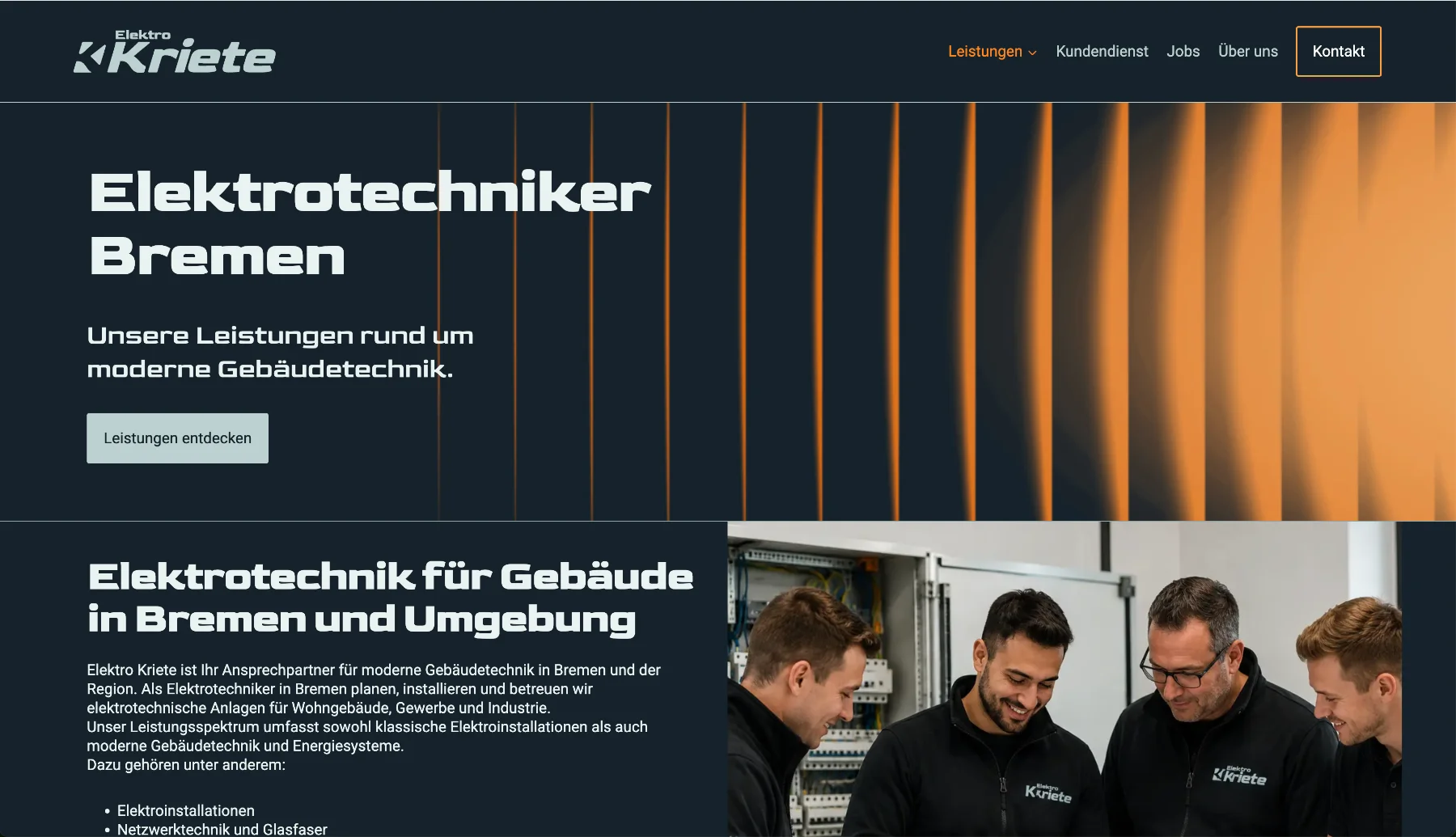 Elektro Kriete - 8 • Elektro Kriete Leistungsseite von elektro-kriete.de mit Teamfoto