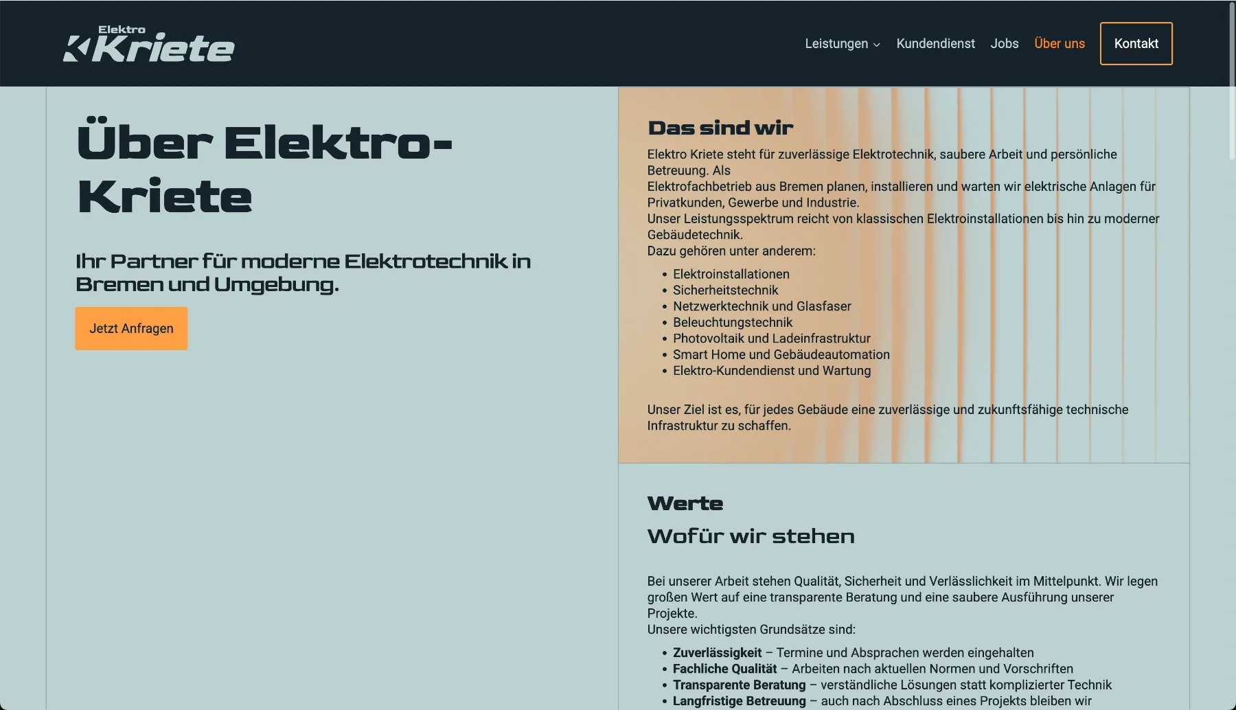 Elektro Kriete - 9 • Elektro Kriete Über-uns-Seite von elektro-kriete.de auf hellem Grund