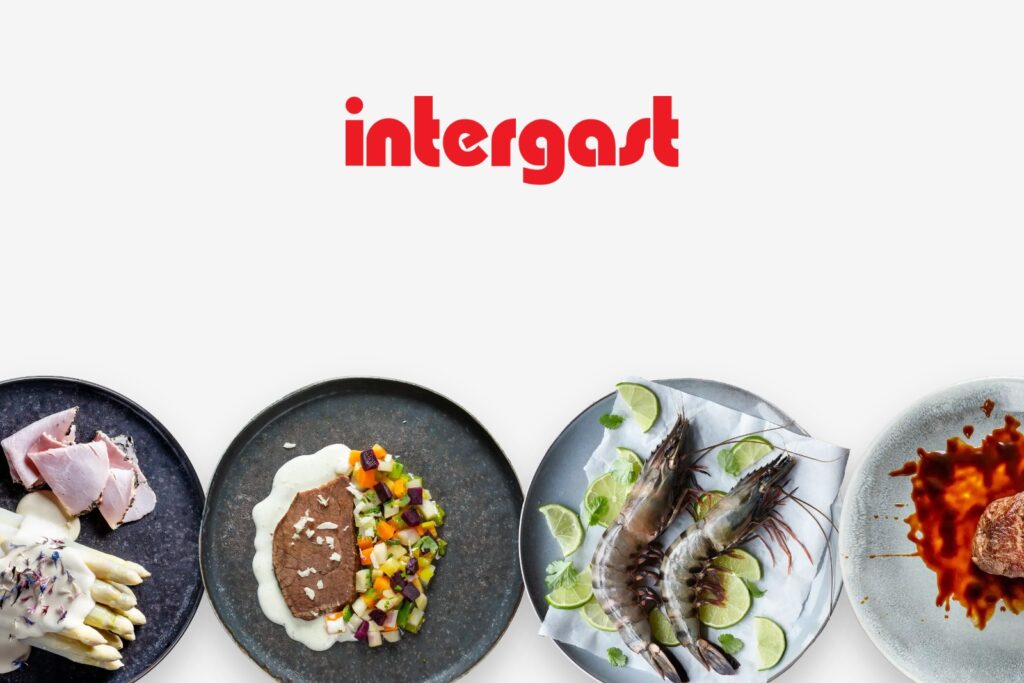 Referenz Intergast: Logo über vier Tellern aus den Eigenmarken