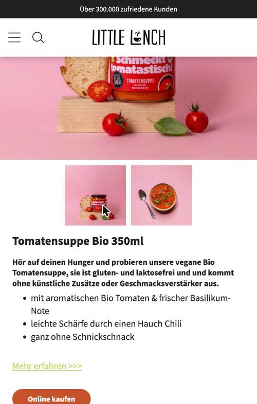 Mobile Produktseite von littlelunch.com