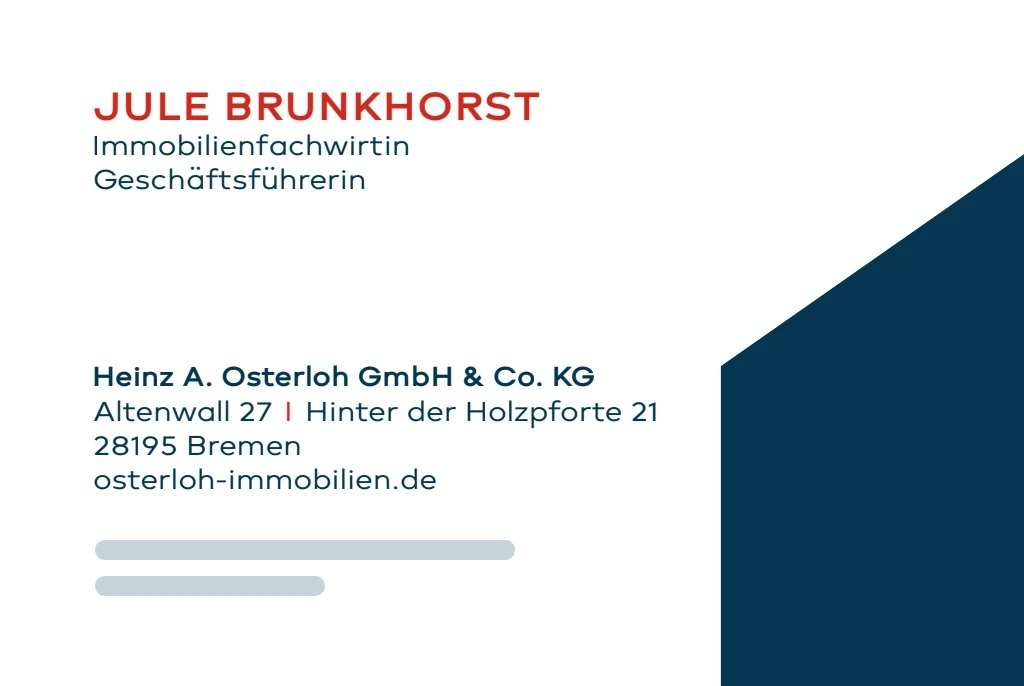 Visitenkarte von Osterloh Immobilien im neuen Corporate Design