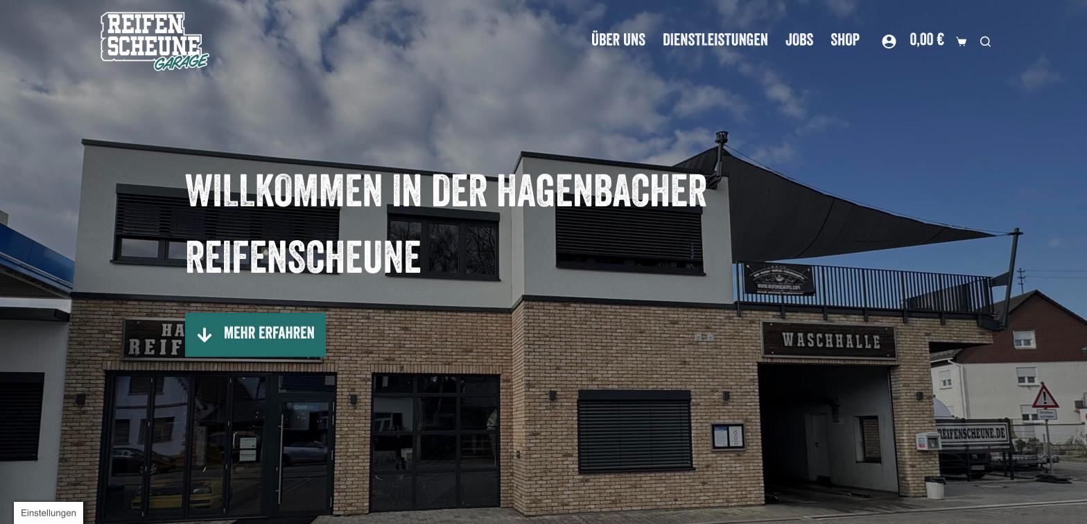 Jung&Billig - 22 • Werbeagentur Startseite der Website der Hagenbacher Reifenscheune
