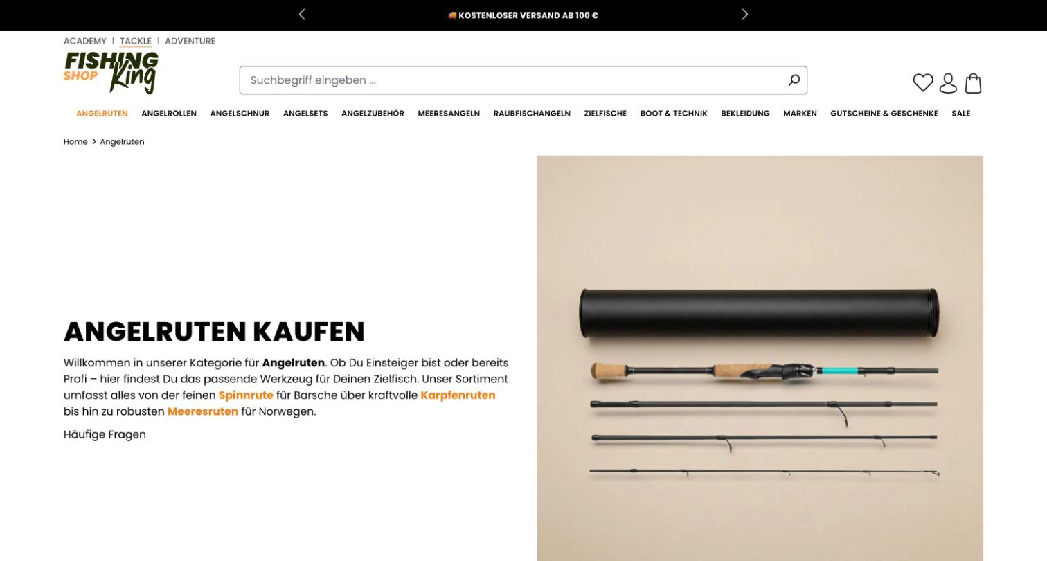 Angeln-Shop.de Shopware 6: Kategorieseite Angelruten