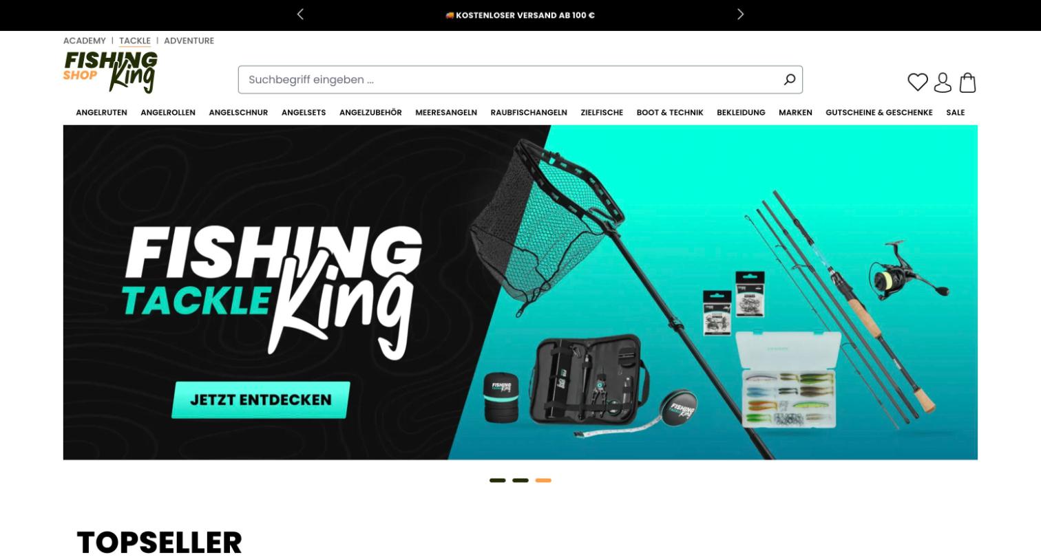 Angeln-Shop.de Shopware 6: Startseite mit Hero-Slider