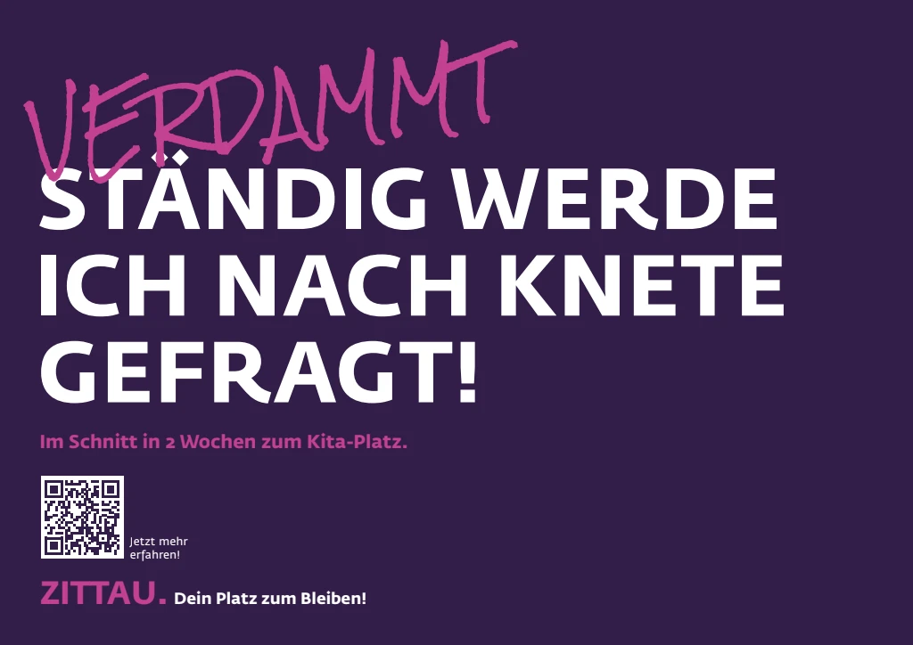 Jung&Billig - 22 • Werbeagentur Großflächenplakat der Kampagne Zittau. Dein Platz zum Bleiben: Ständig werde ich nach Knete gefragt